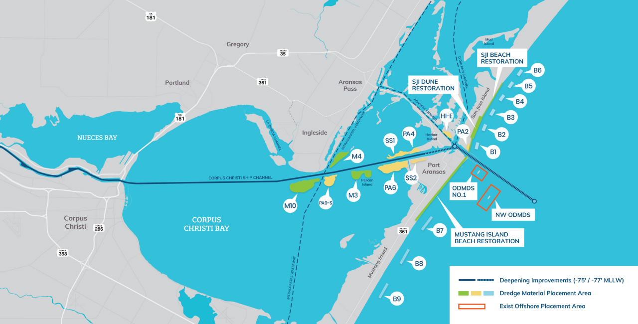 Corpus Christi Dredged Material Management Plan Map